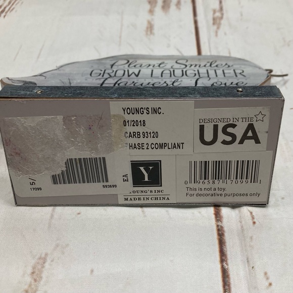 Young’s INC. Plant Smiles Grow Laughter Harvest Love Pig Sign Gray & White - Picture 4 of 10